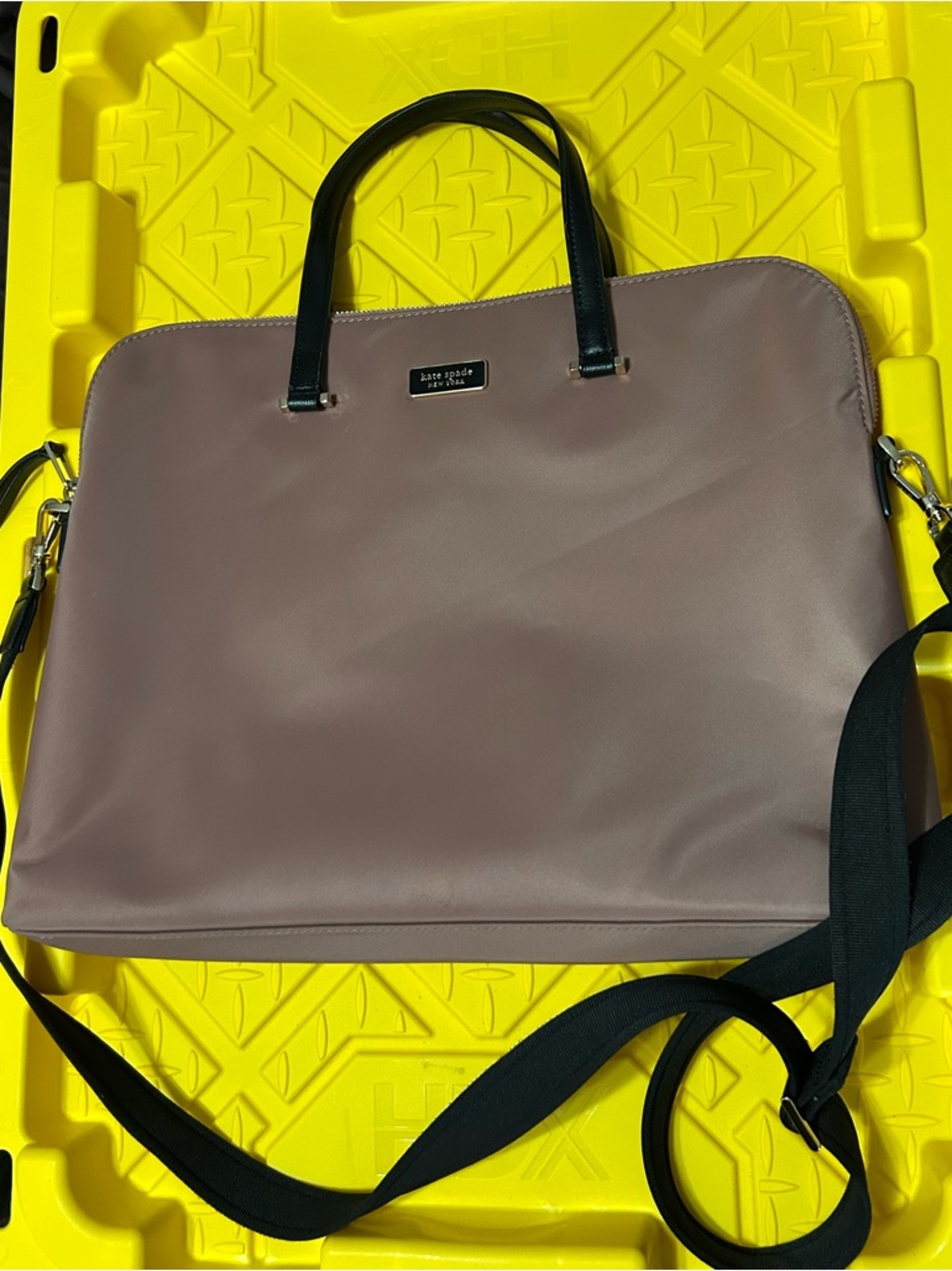 Kate Spade Mauve Laptop Briefcase with Black Straps